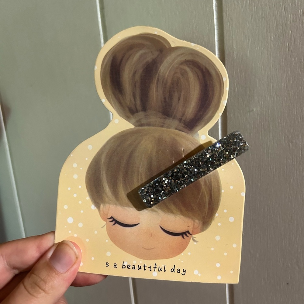 NEW small shop handmade Silver glitter alligator Hair Clip